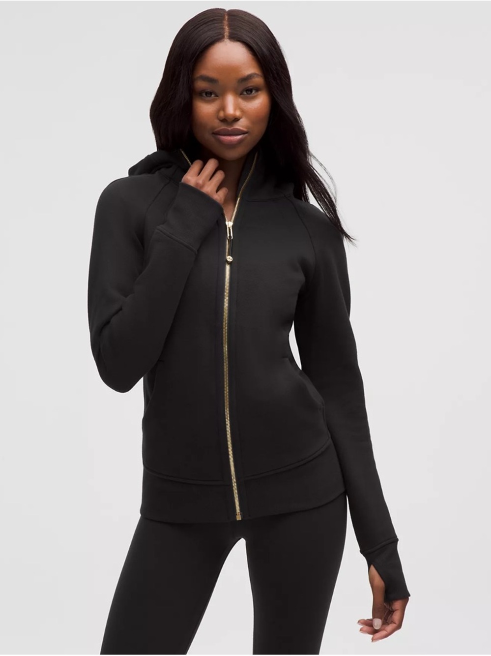 lululemon scuba Black Full-Zip Hoodie with Gold Zipper